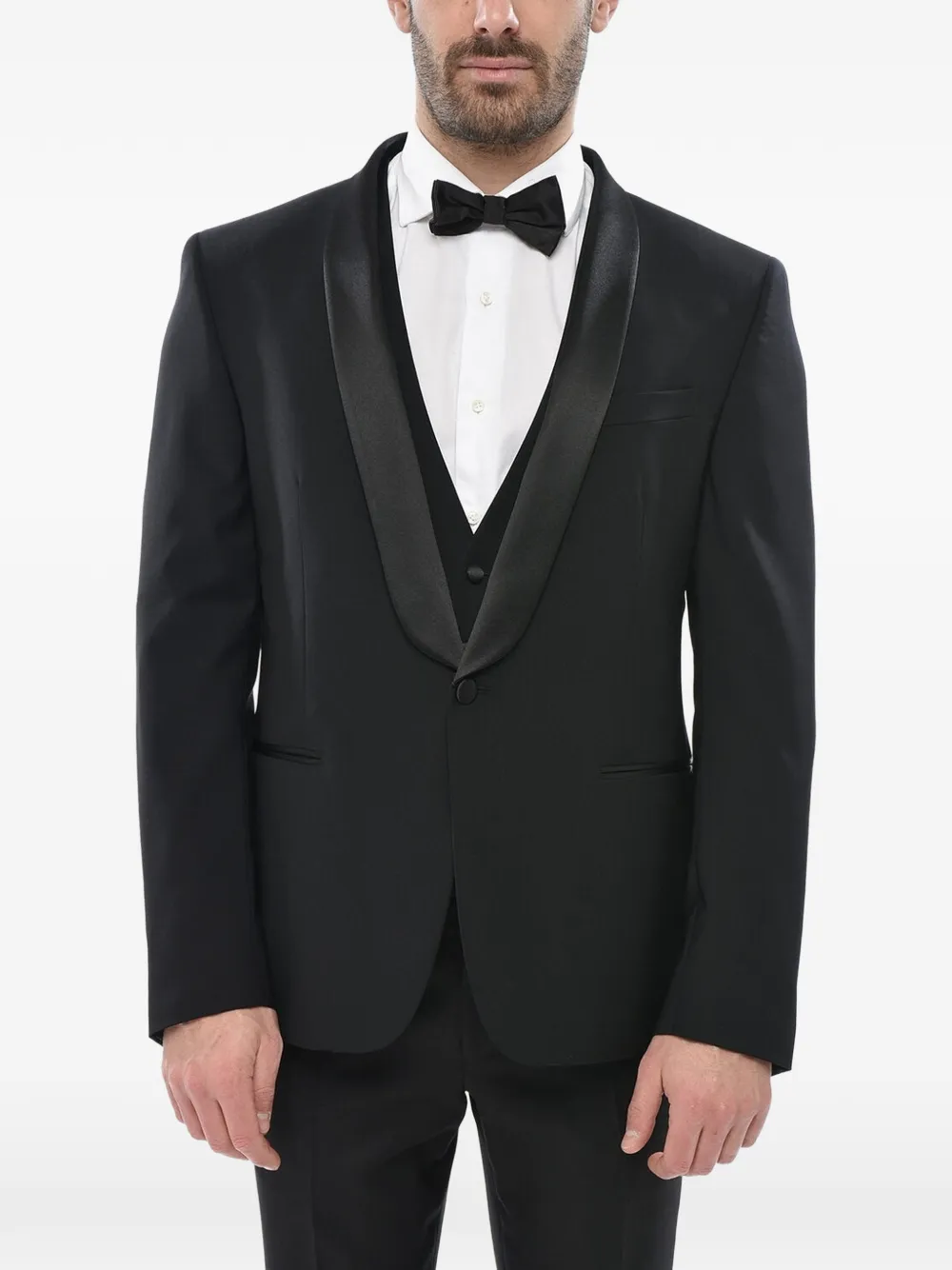 Corneliani satin shawl-lapel blazer - Schwarz