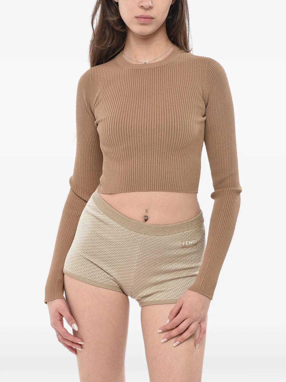 Max Mara ribbed fabric crop top arcella - Braun