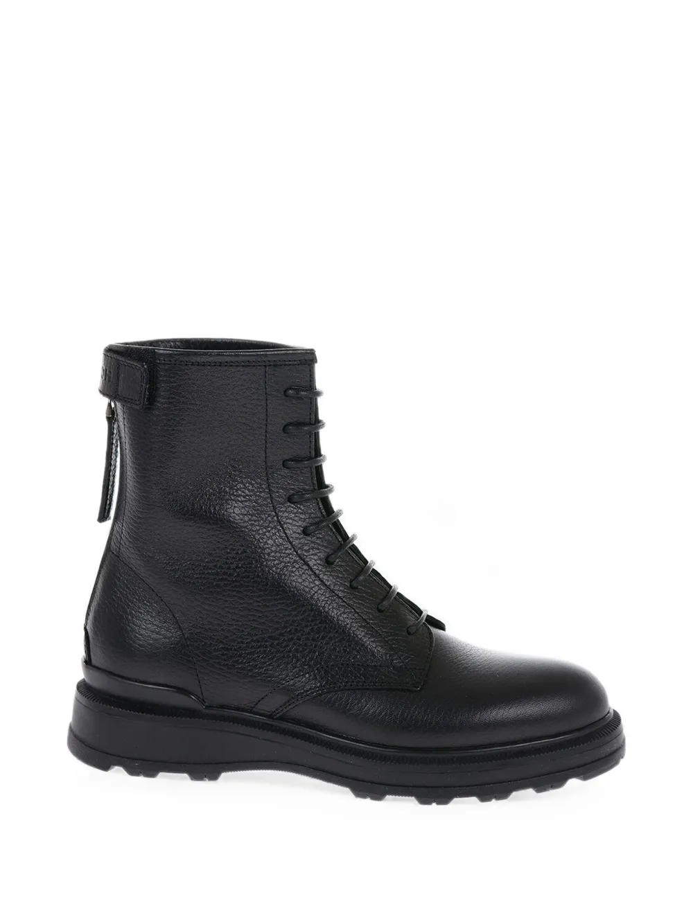 Woolrich hammered-leather lace-up boots Zwart
