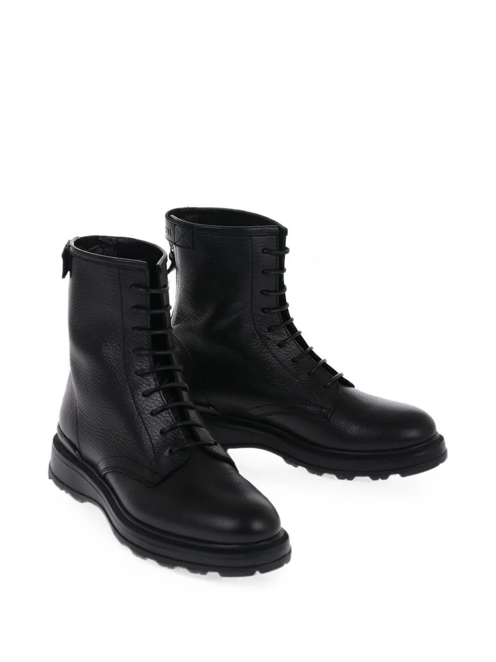 Woolrich hammered-leather lace-up boots Zwart