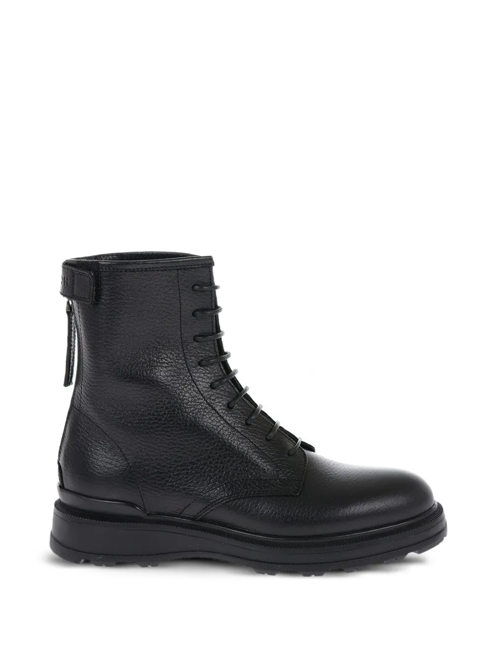 Woolrich hammered-leather lace-up boots Zwart