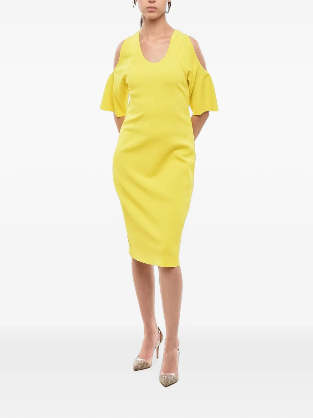 Stella McCartney midi dress with strong silhouette and cold-shoulder sleeves - Gelb