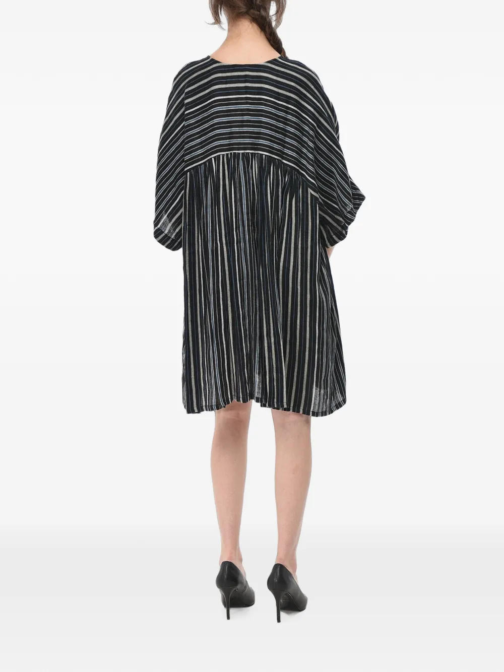 Woolrich striped V-neck mini dress Zwart