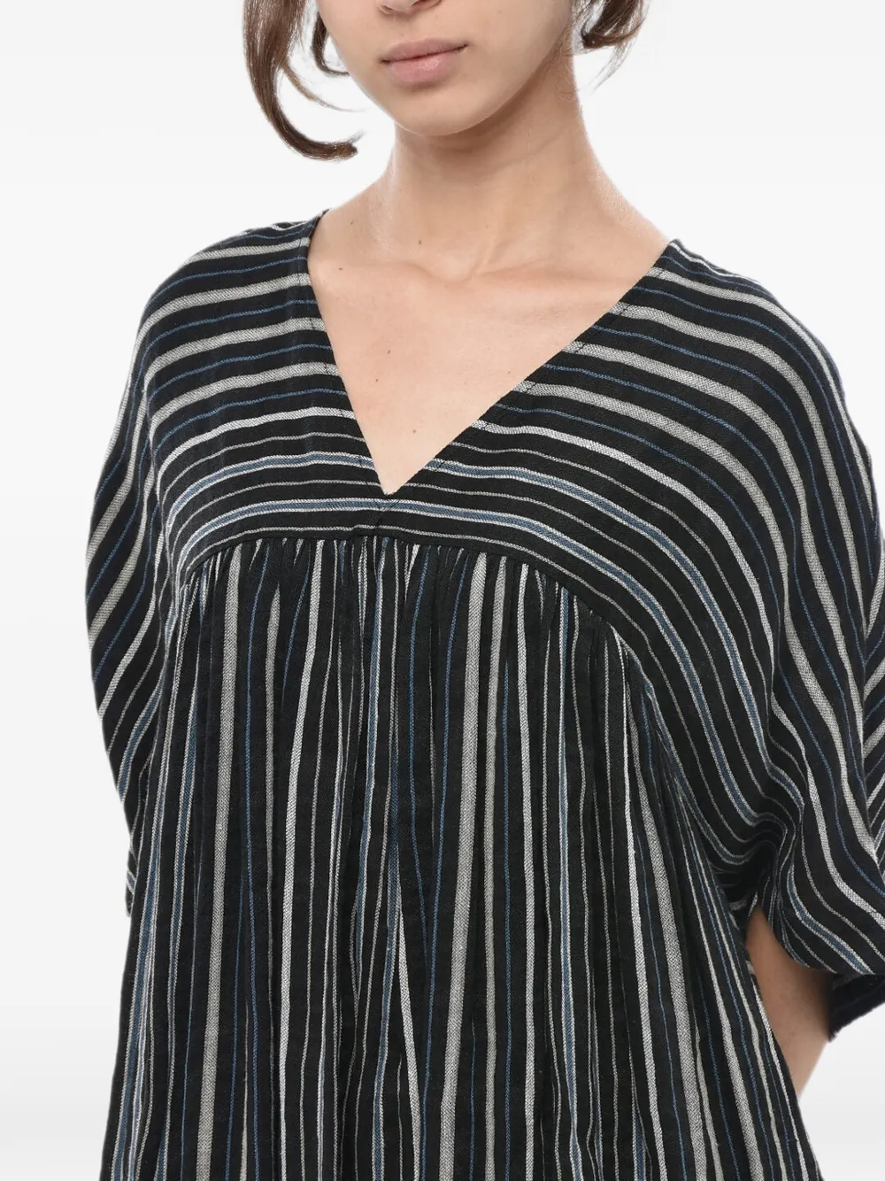 Woolrich striped V-neck mini dress Zwart