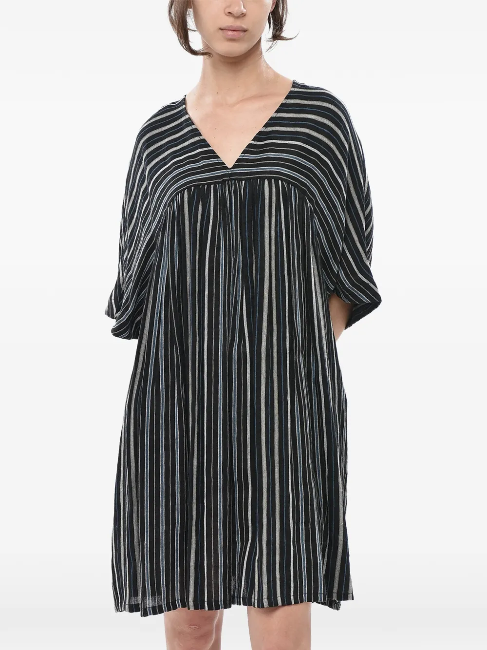 Woolrich striped V-neck dress - Schwarz