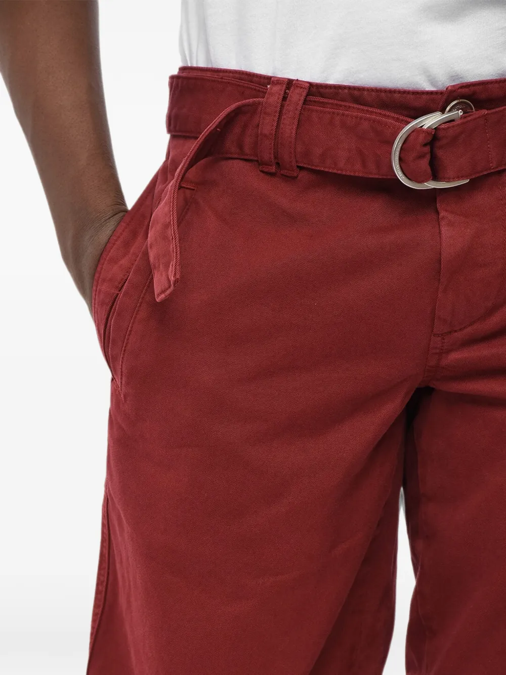 Off-White belted logo-print trousers Rood