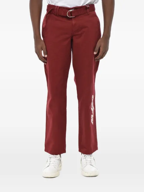 Off-White belted logo-print trousers