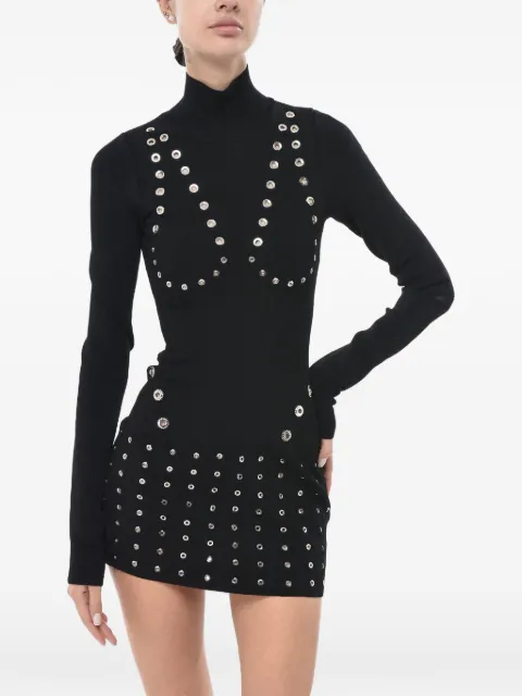Off-White eyelet-embellished knit mini dress