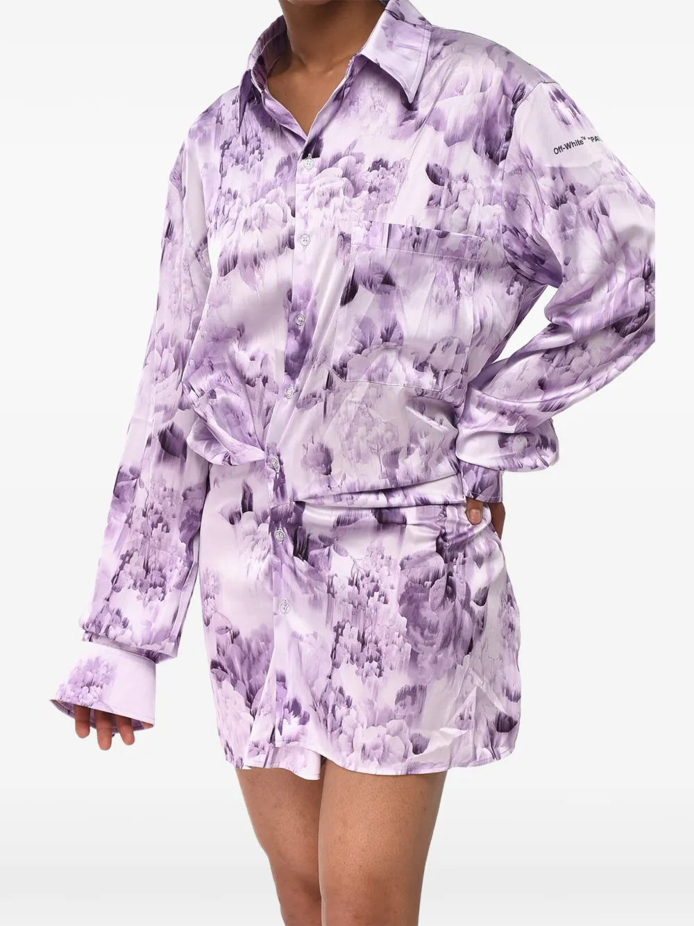 Off-White floral-print twisted-waist mini dress - Violett