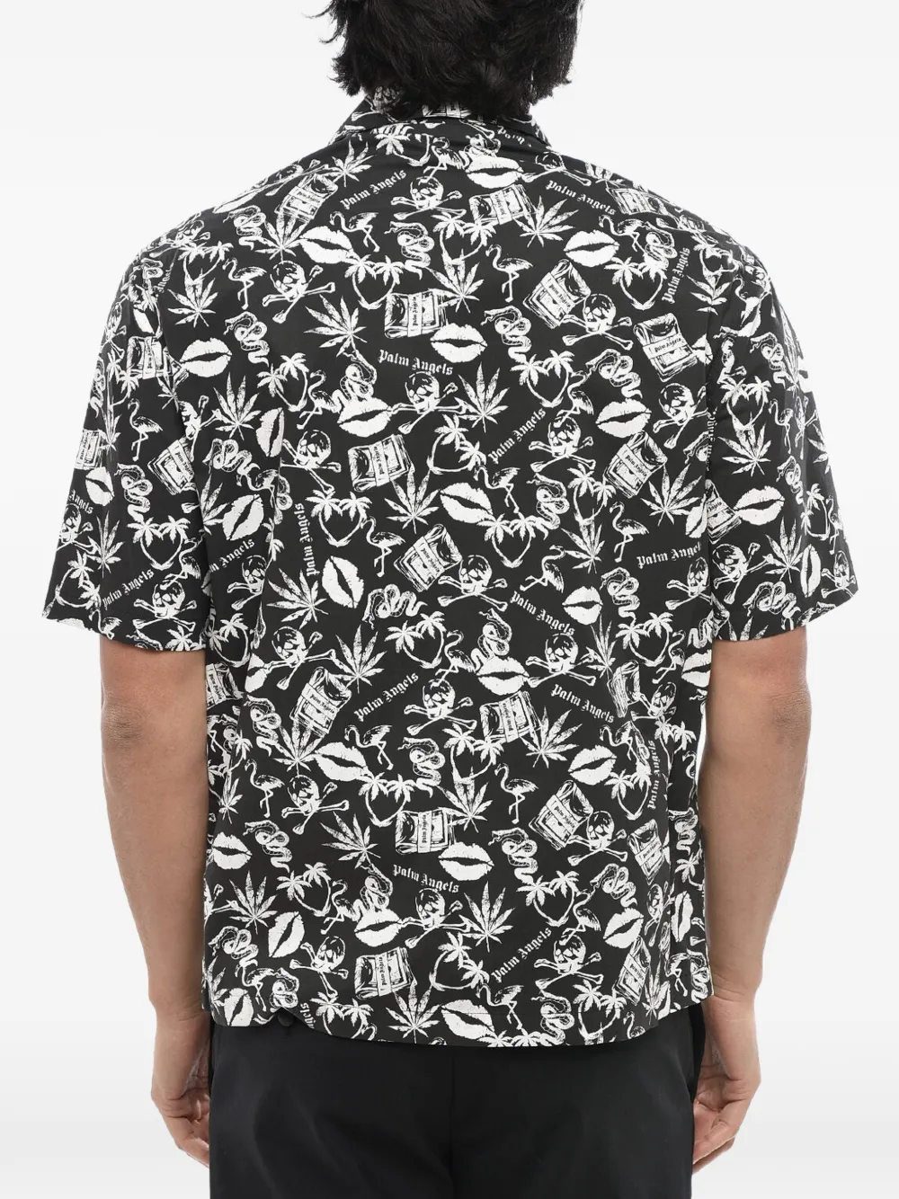 Palm Angels Overhemd met grafische print en borstzak Zwart
