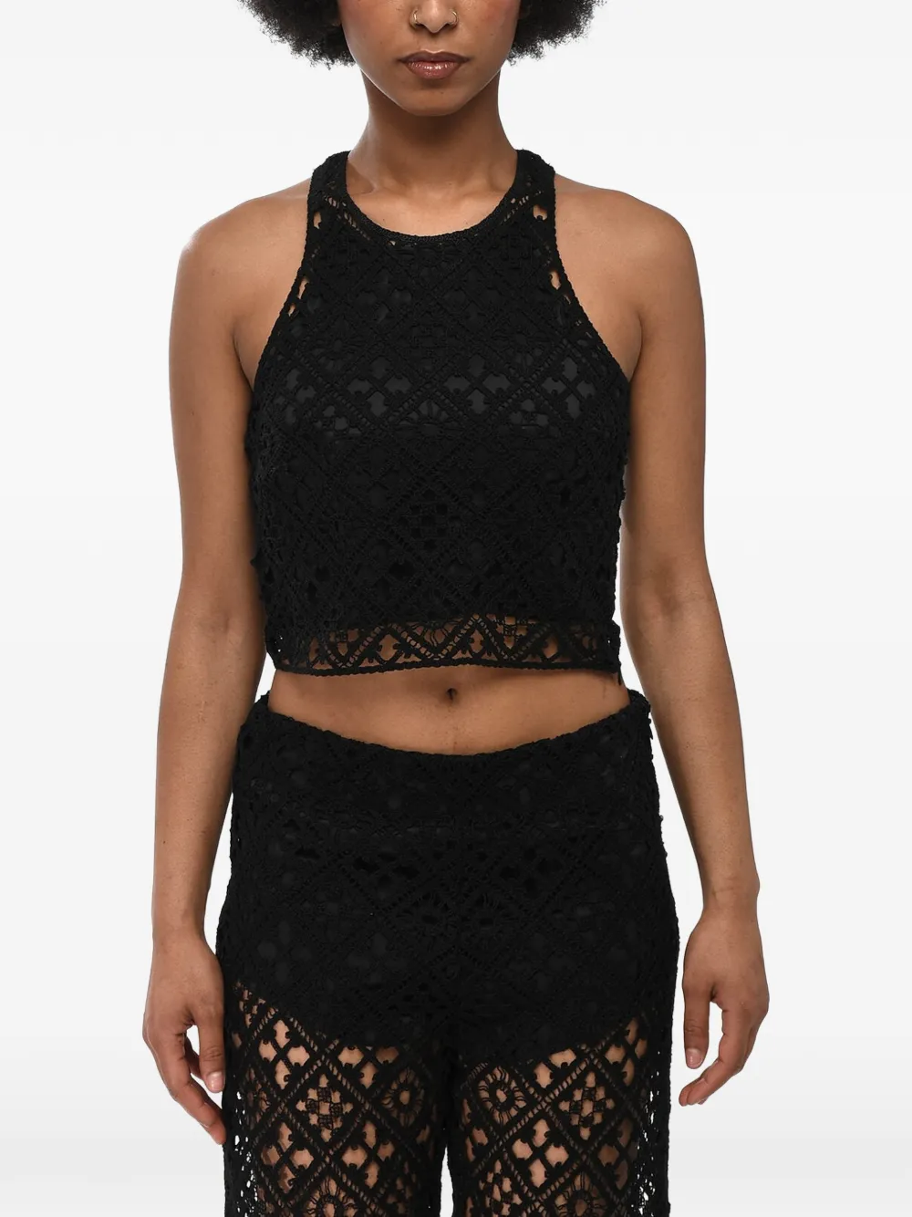 Off-White crochet-knit sleeveless top - Schwarz