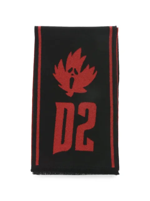 DSQUARED2 logo-jacquard fringed scarf