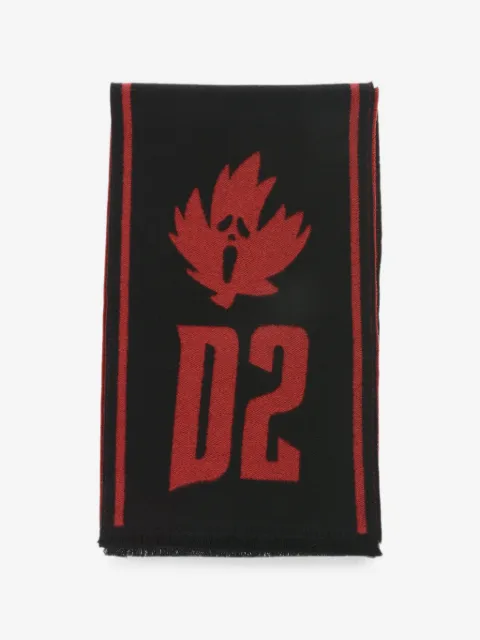 DSQUARED2 logo-jacquard fringed scarf