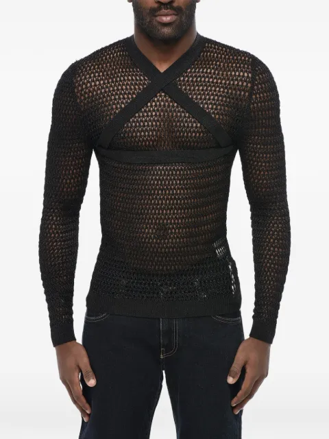Off-White criss-cross net-knit sweater