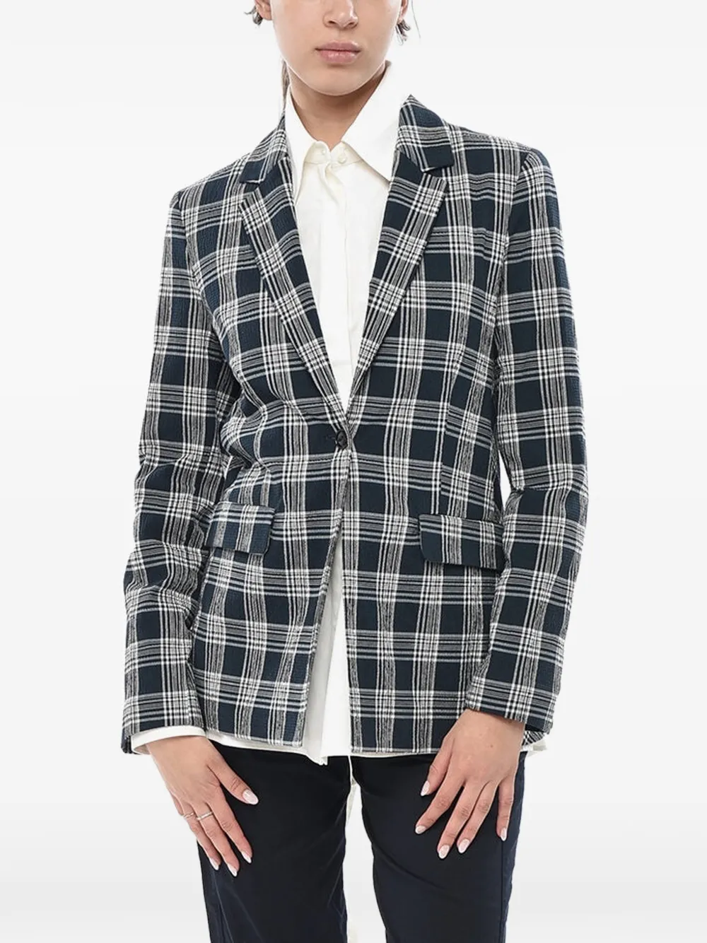 Woolrich checked seersucker blazer - Blau