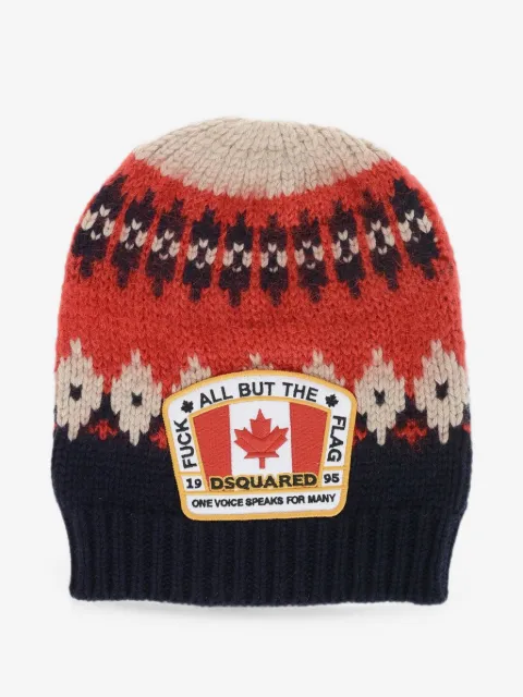 DSQUARED2 gorro Fair Isle con parche del logo