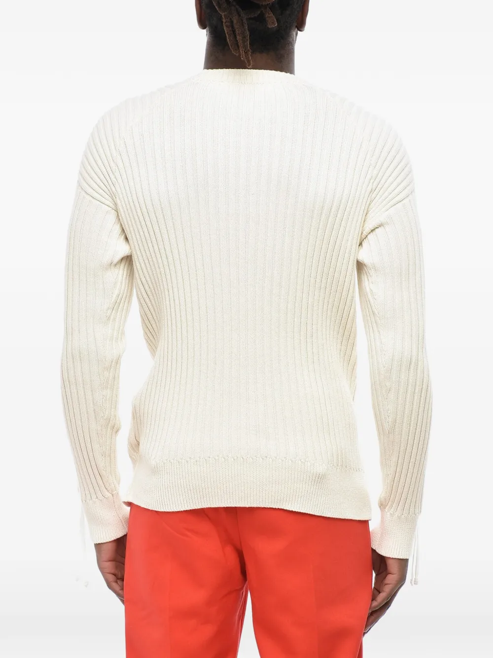 Off-White Geribbelde trui met veters Beige