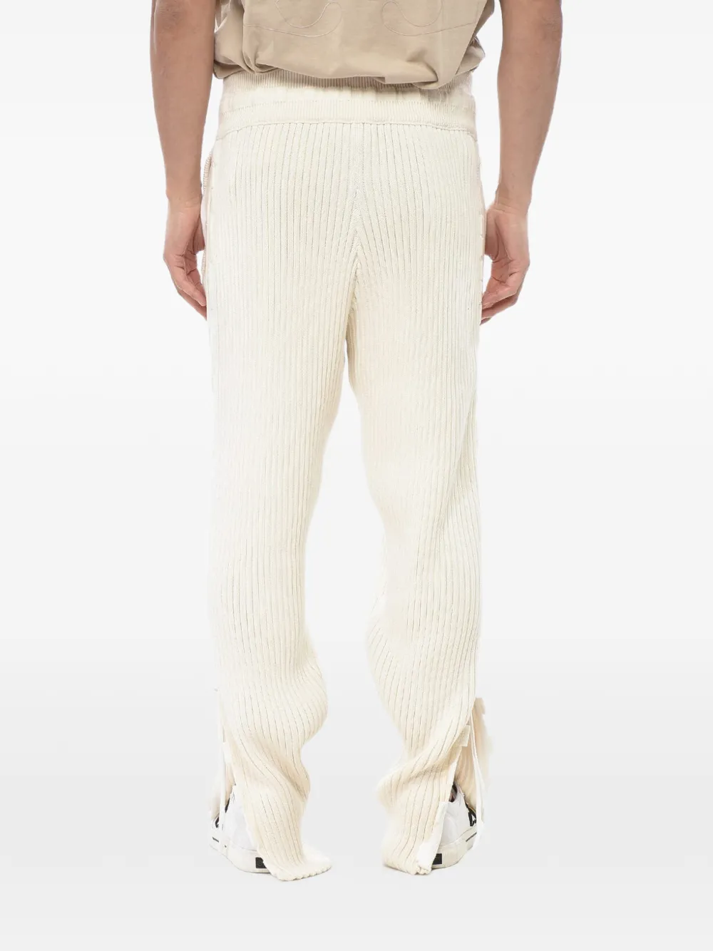 Off-White Geribbelde broek met veters Beige