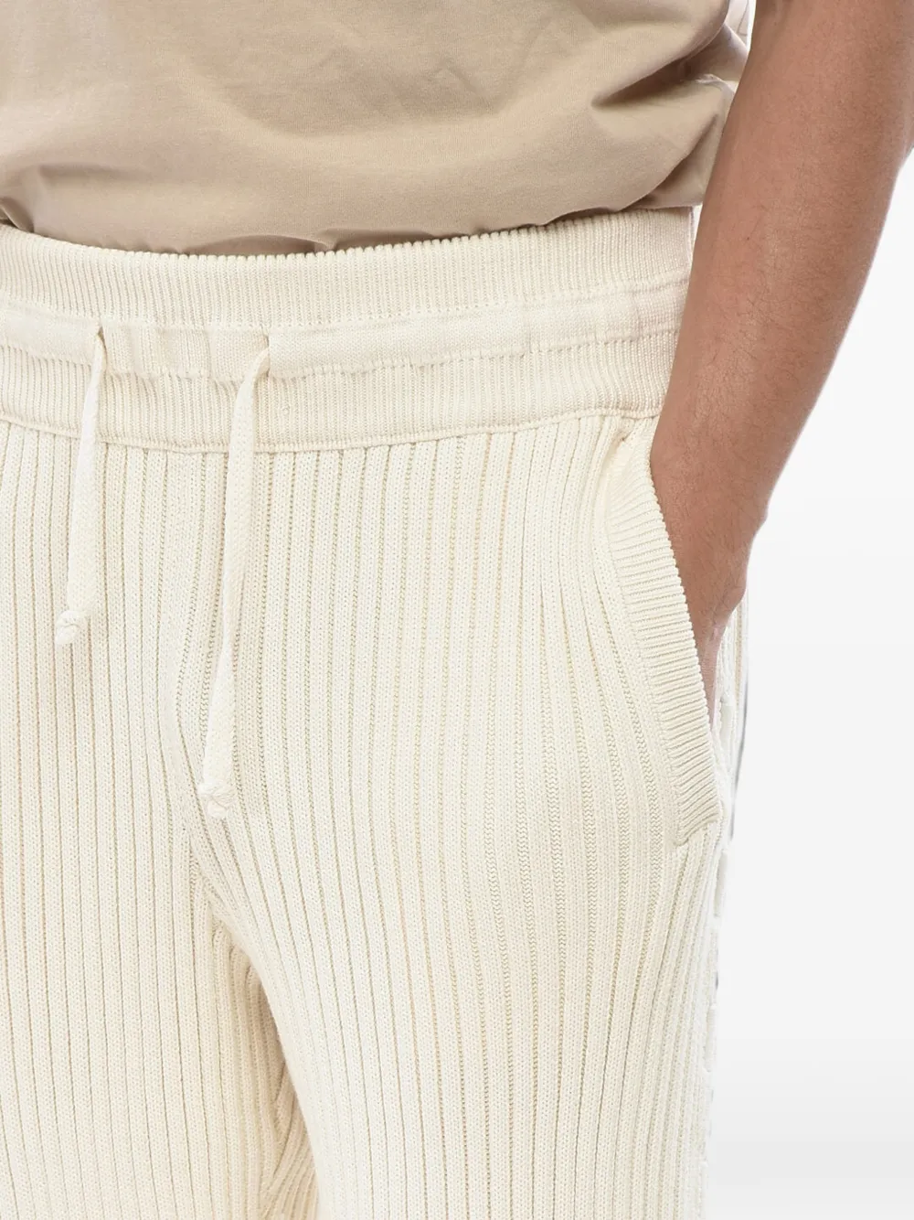 Off-White Geribbelde broek met veters Beige