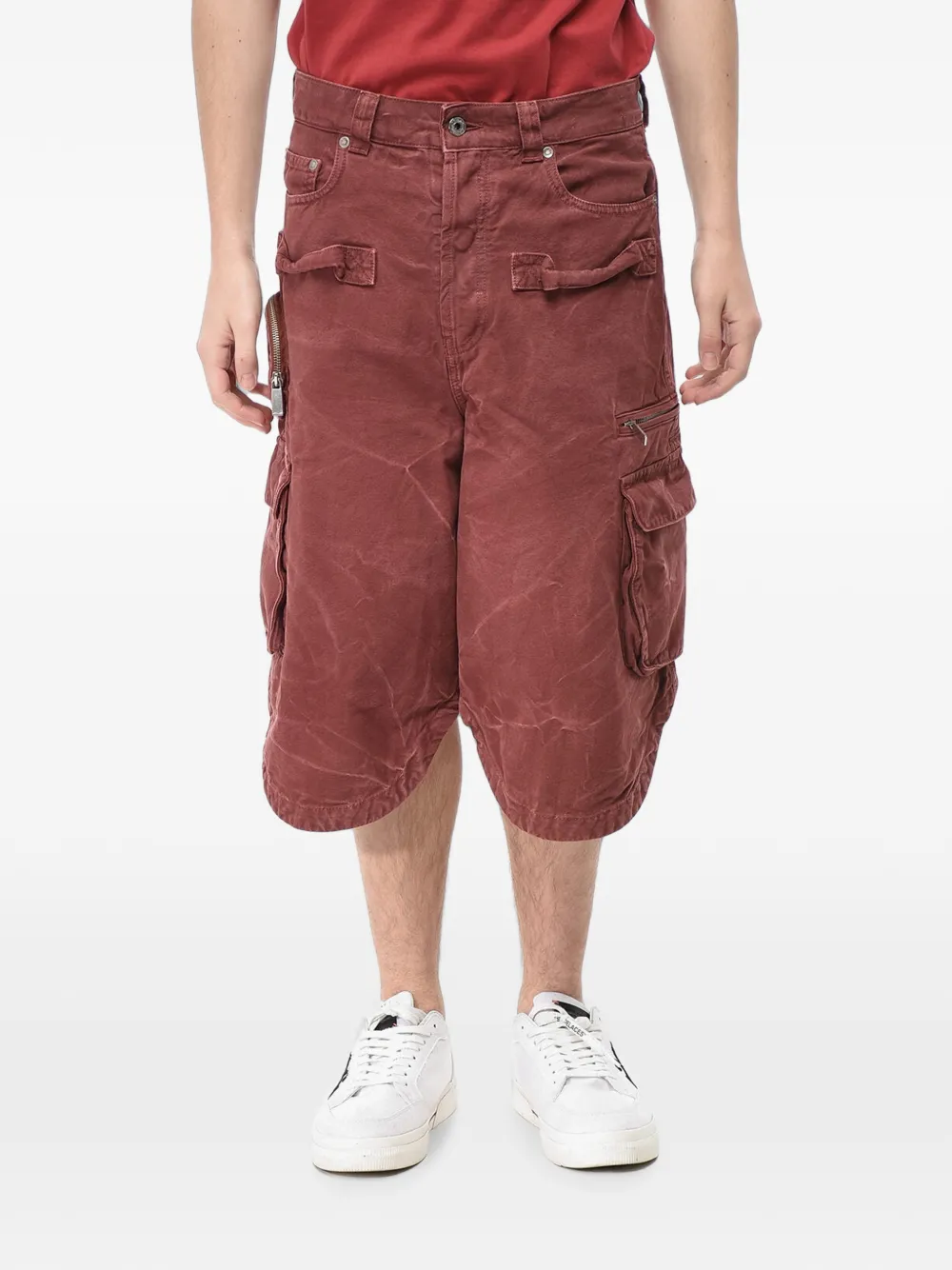 Off-White multi-pocket garment-dyed shorts - Rot