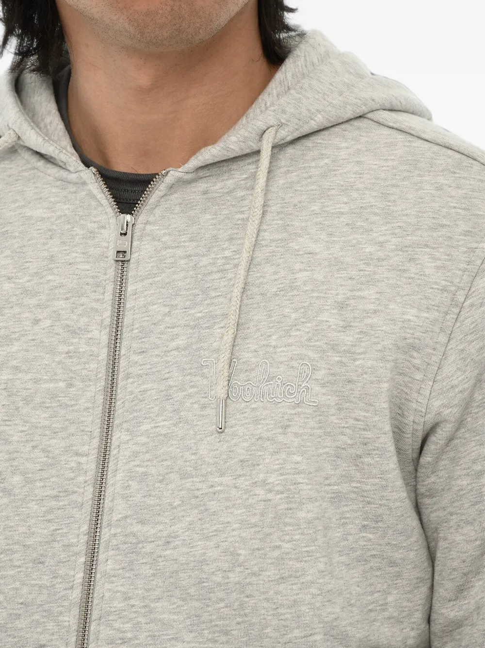 Woolrich embroidered logo-patch hoodie Grijs