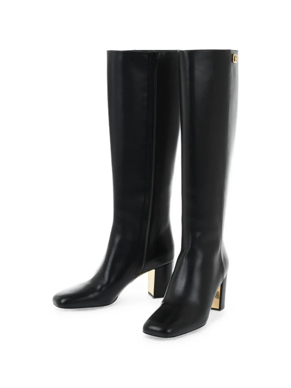 Valentino Garavani VLogo Signature square-toe knee-high boots Zwart