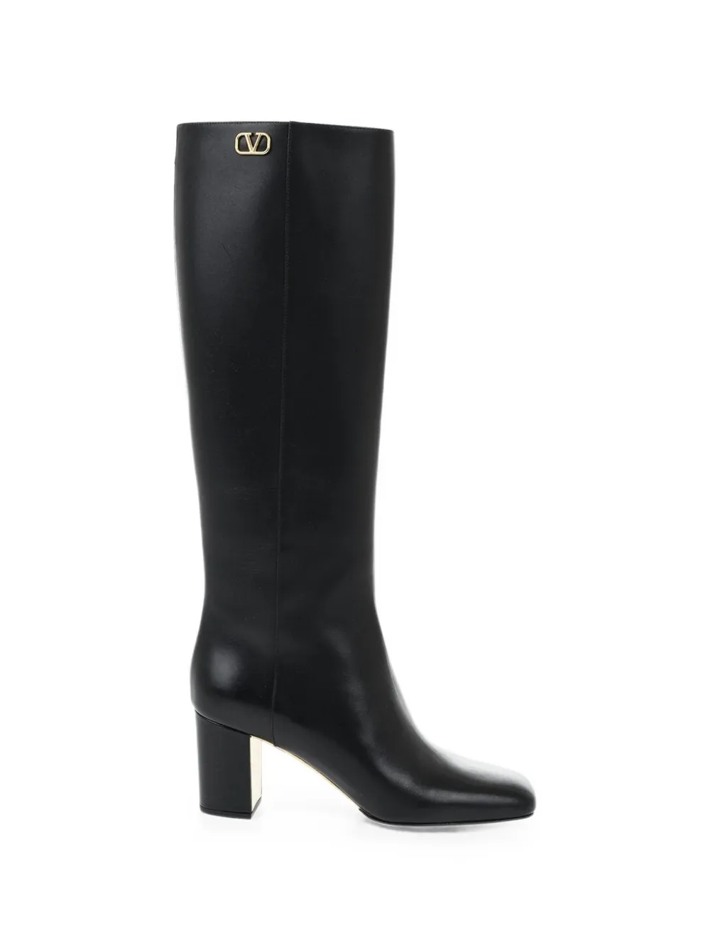 Valentino Garavani VLogo Signature square-toe knee-high boots Zwart
