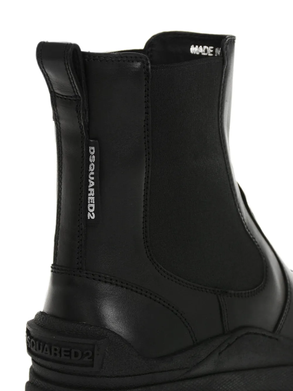 DSQUARED2 lug-sole leather ankle boots Zwart