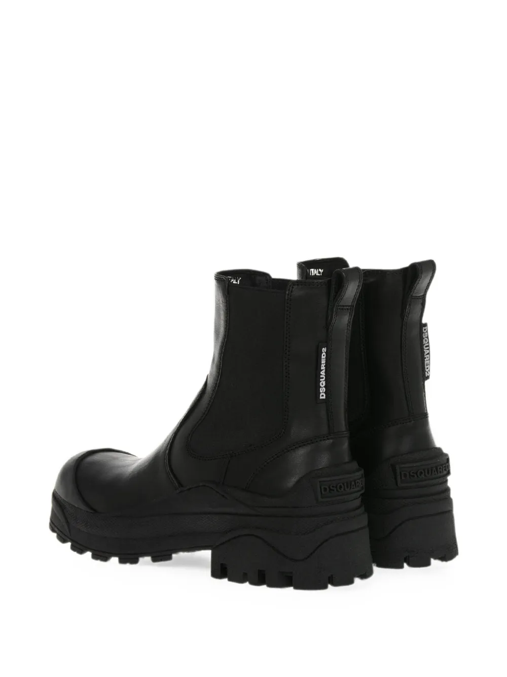 DSQUARED2 lug-sole leather ankle boots Zwart
