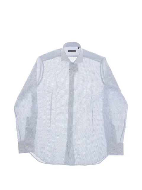 Corneliani awning-stripe French-collar shirt