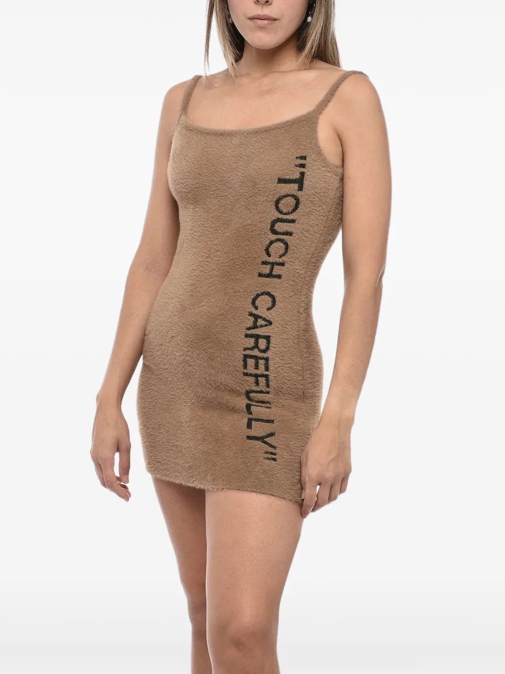 Off-White mini fuzzy embroidered dress - Braun