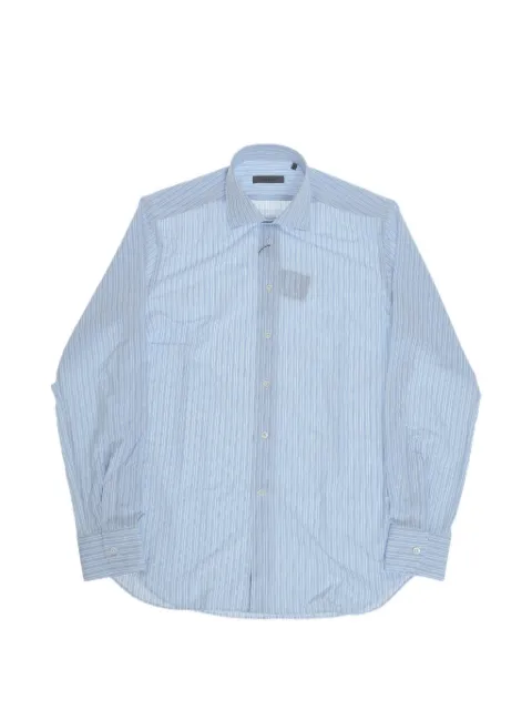 Corneliani Camisa listrada com colarinho francês