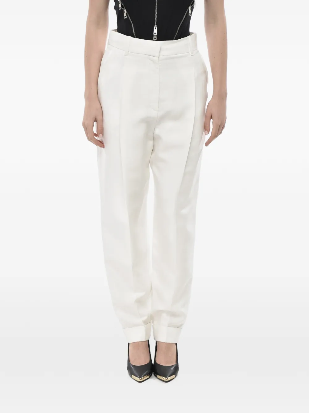 Alexander McQueen pleated turn-up trousers - Weiß
