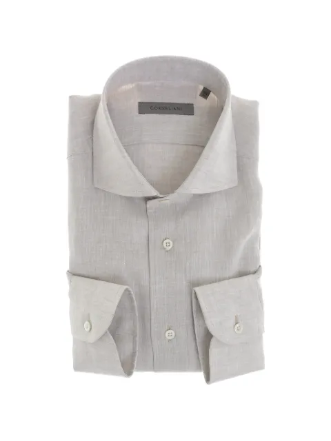 Corneliani camisa de lino con cuello francés
