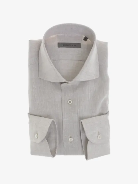 Corneliani linen French-collar shirt