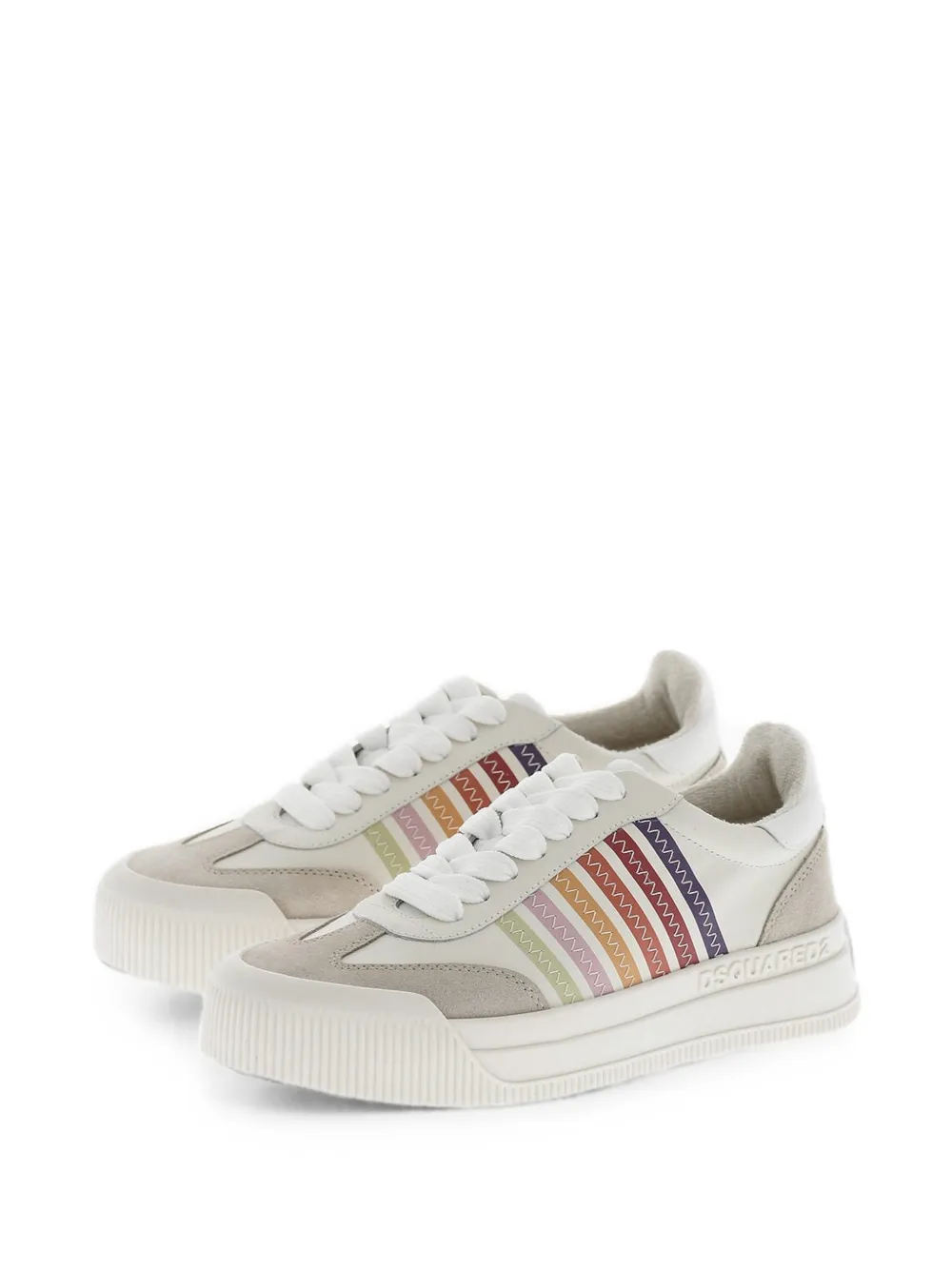 DSQUARED2 New Jersey striped leather sneakers Wit