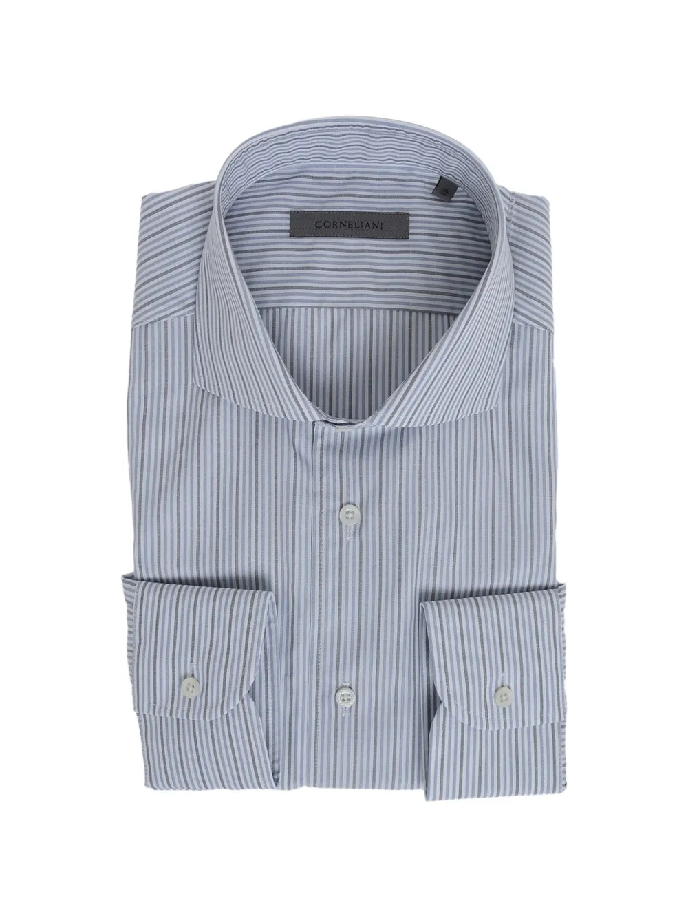 Corneliani French-collar striped shirt Blauw