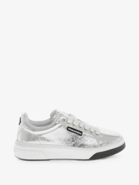 DSQUARED2 metallic textured leather sneakers