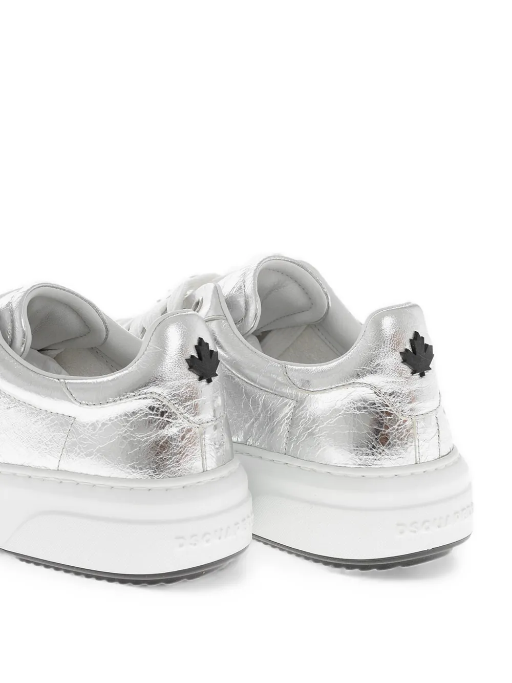 DSQUARED2 metallic textured leather sneakers Zilver