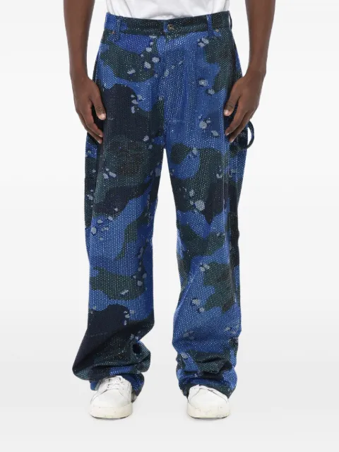Off-White camouflage-print rhinestone-embellished jeans