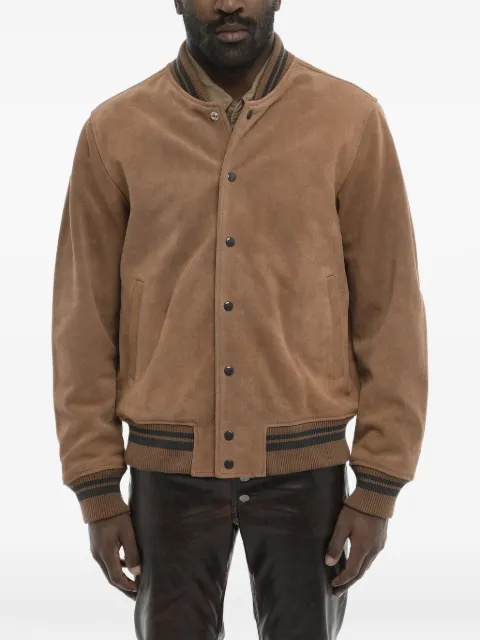 Diesel suede logo-patch bomber jacket