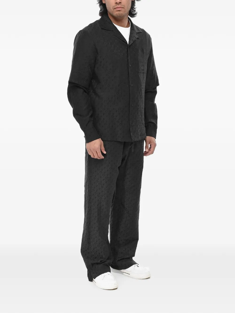 Off-White Gelaagd overhemd met jacquard-logo Zwart