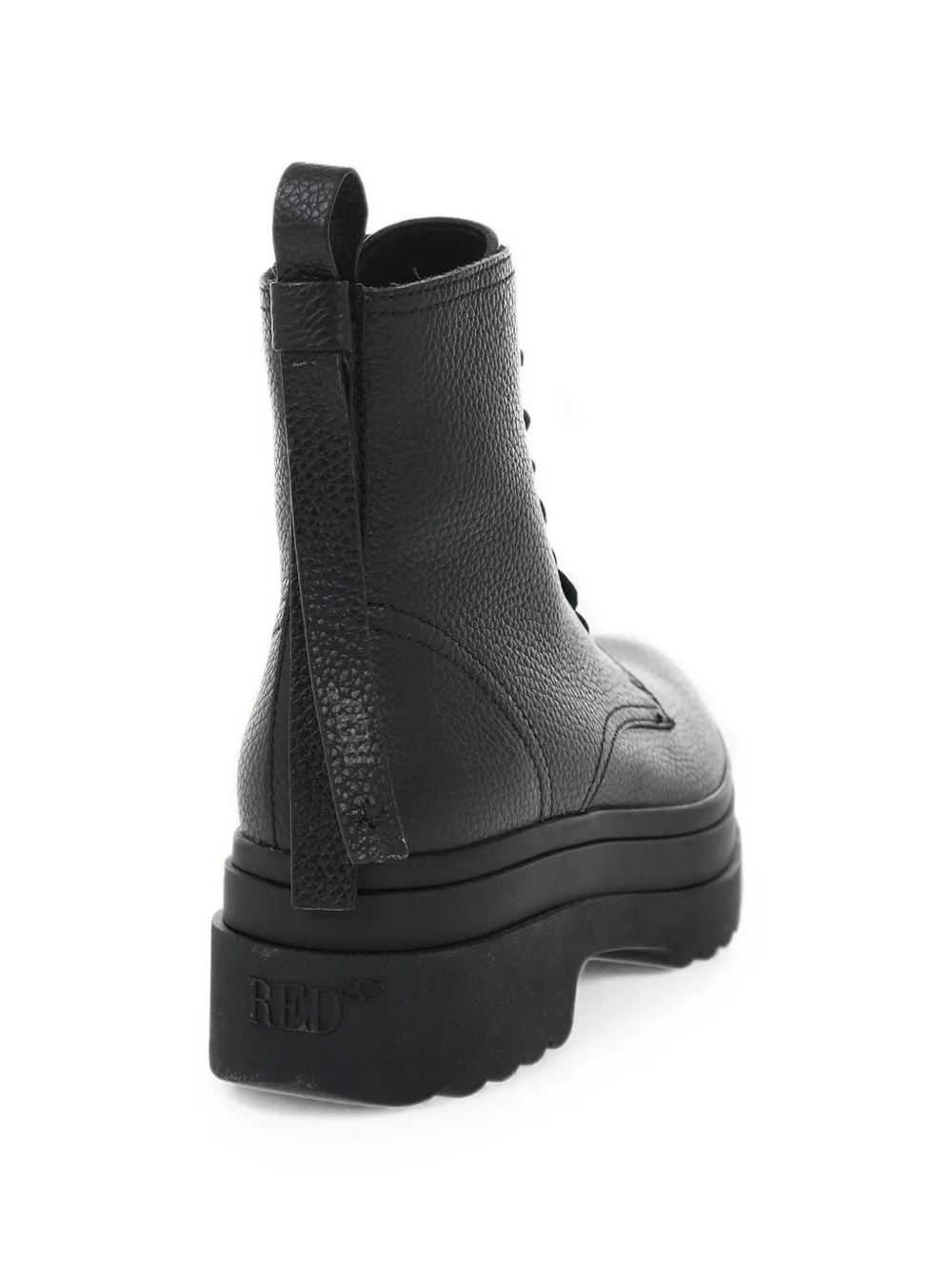 Valentino Garavani hammered-leather lace-up ankle boots Zwart