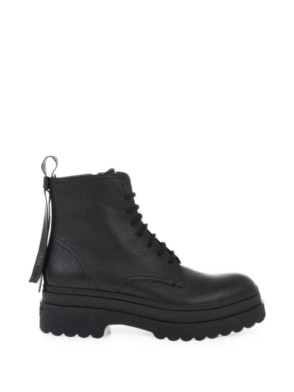 Valentino Garavani hammered-leather lace-up ankle boots Zwart