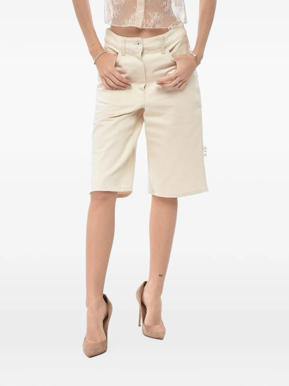 Off-White five-pocket belt-loop shorts - Nude