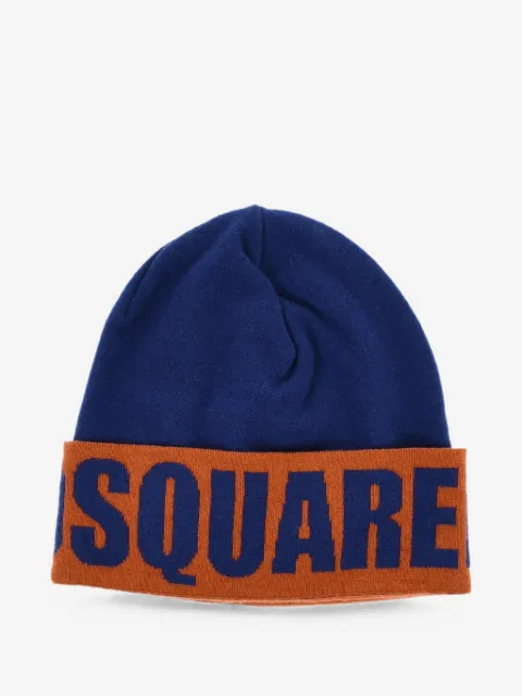 DSQUARED2 logo-intarsia beanie hat