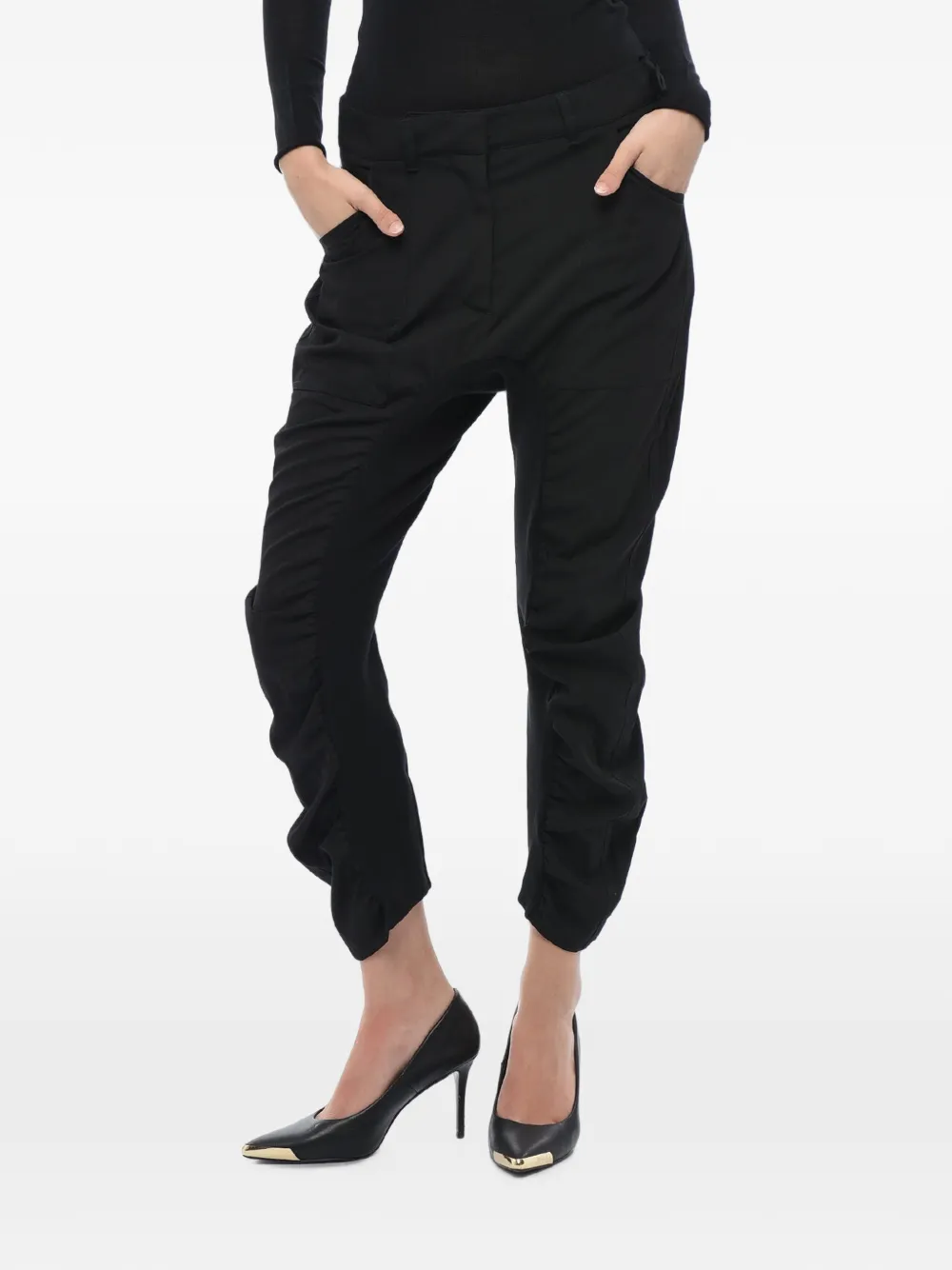 Stella McCartney ruched-detail wool trousers - Schwarz