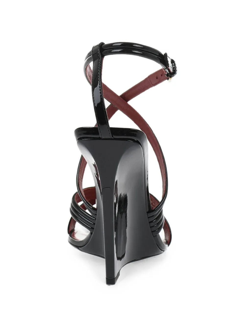 Saint Laurent patent-leather wedge sandals Zwart