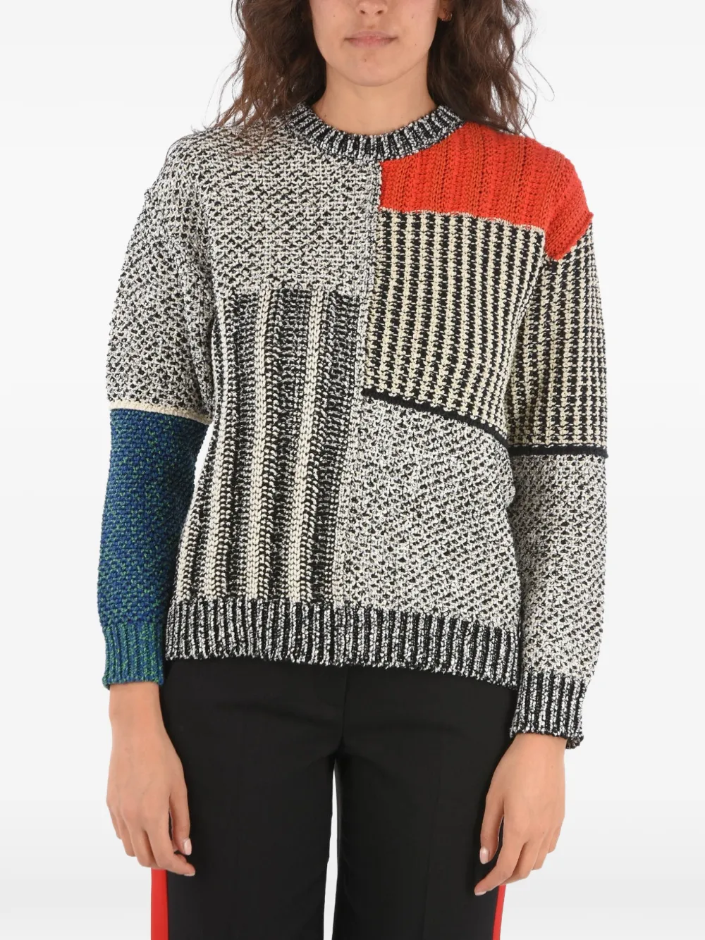 Stella McCartney patchwork crochet-knit sweater - Grau