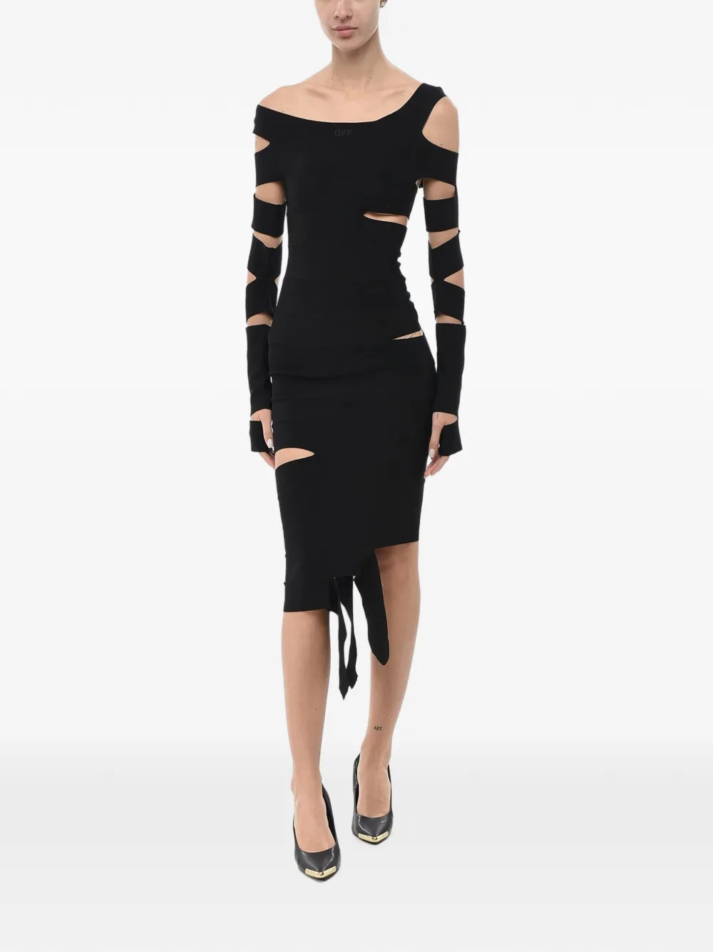 Off-White cut-out knit midi dress - Schwarz